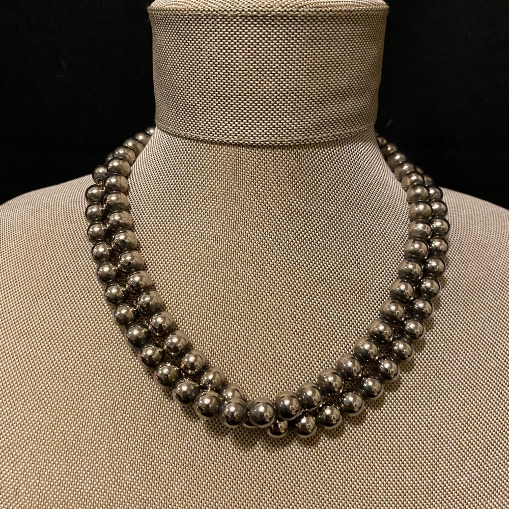 Elegant Silver Beaded Necklace